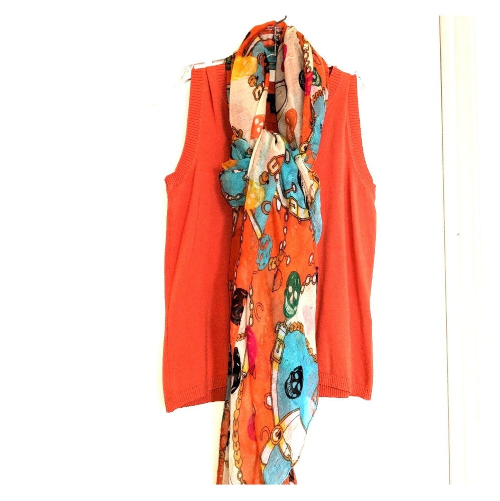 AUGUST SILK ORANGE SLEEVELESS VEST